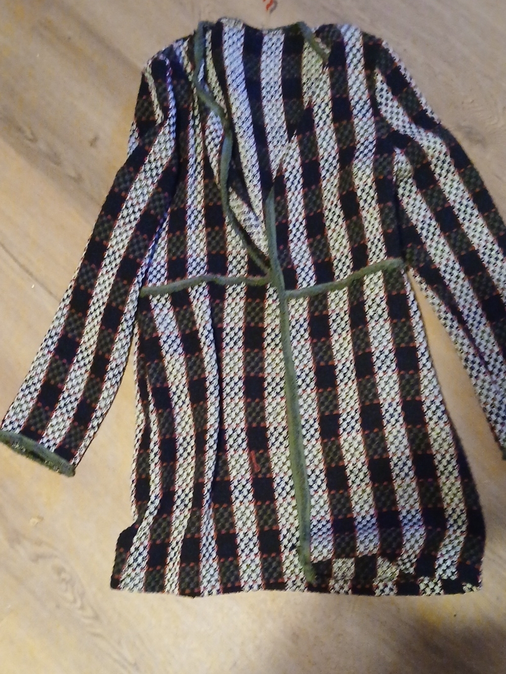 Italian Woven Striped Open-Front Women's ArtisinAl Knit Coatigan